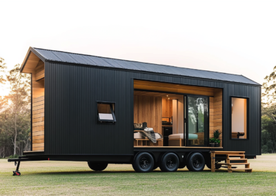 A_tiny_house_on_wheels_with_dark_gray